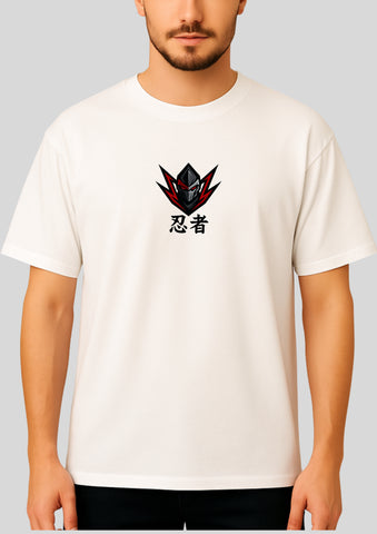 Oversized Ninja Warrior DTF Printed T-Shirt for Men – Terry Cotton, Both-Side Print