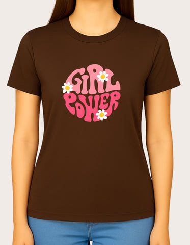 Girl Power DTF Printed Women’s T-Shirt – Terry Cotton, Regular Fit
