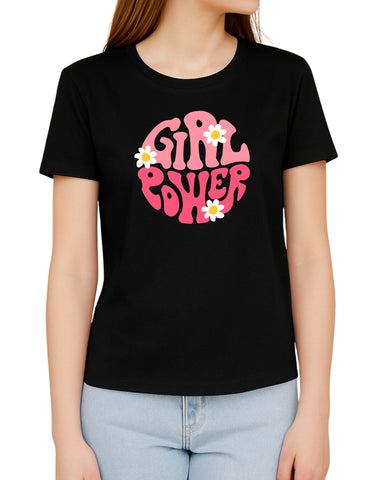 Girl Power DTF Printed Women’s T-Shirt – Terry Cotton, Regular Fit