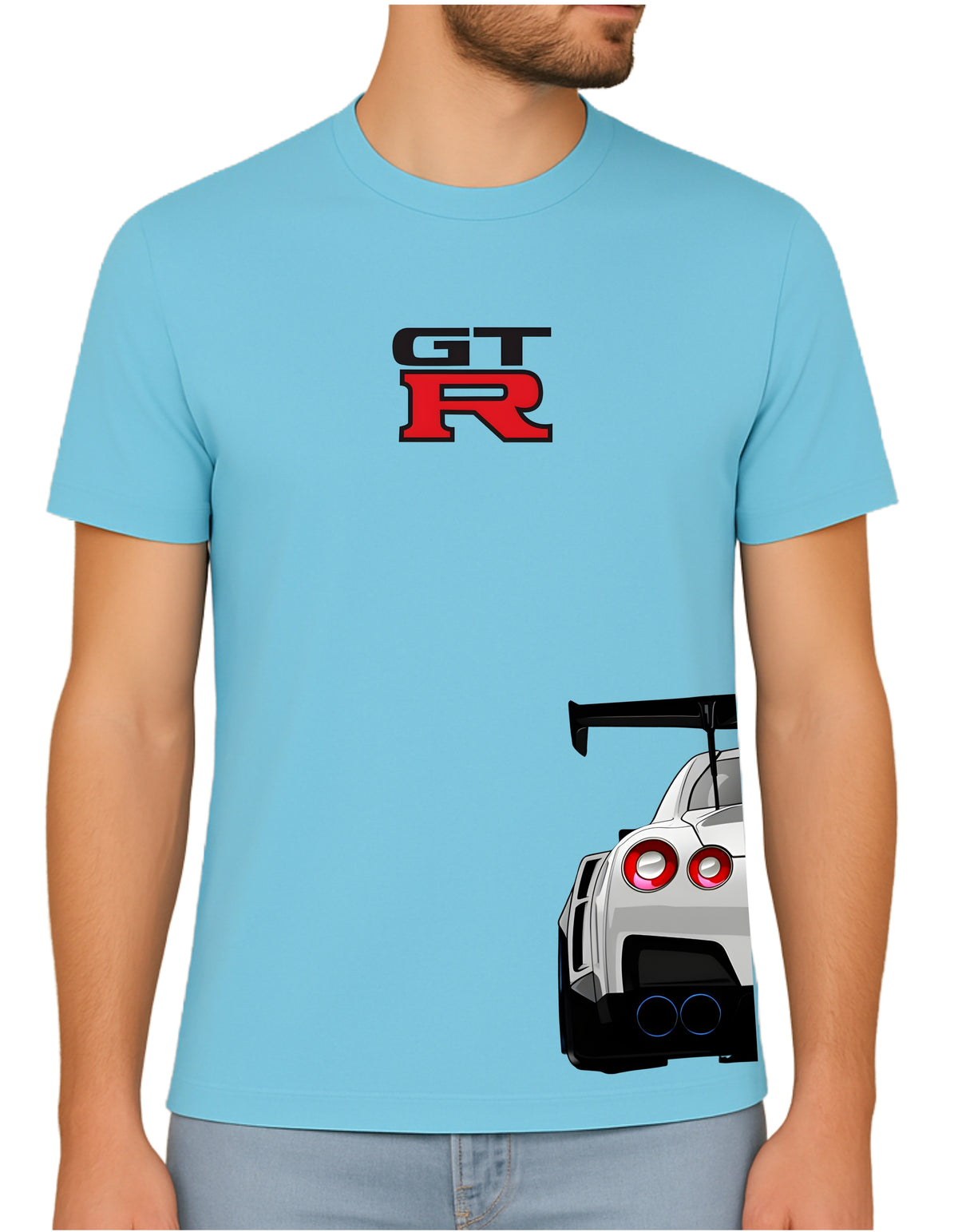 GTR Car DTF Printed Men’s T-Shirt – Terry Cotton, Regular Fit