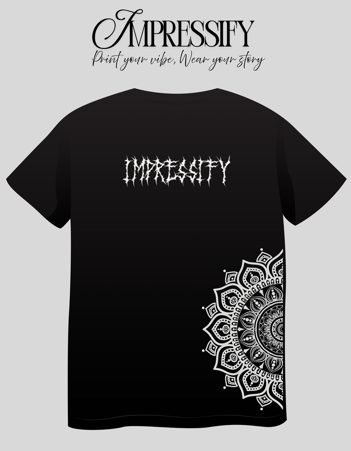 Impressify Mandala DTF Printed Unisex T-Shirt – Terry Cotton, Half Sleeve