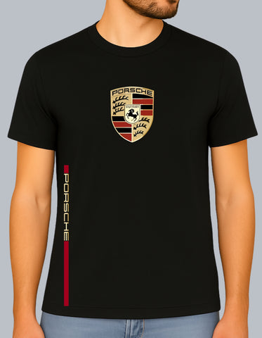 Luxury Car Crest DTF Printed Men’s T-Shirt – Terry Cotton, Regular Fit