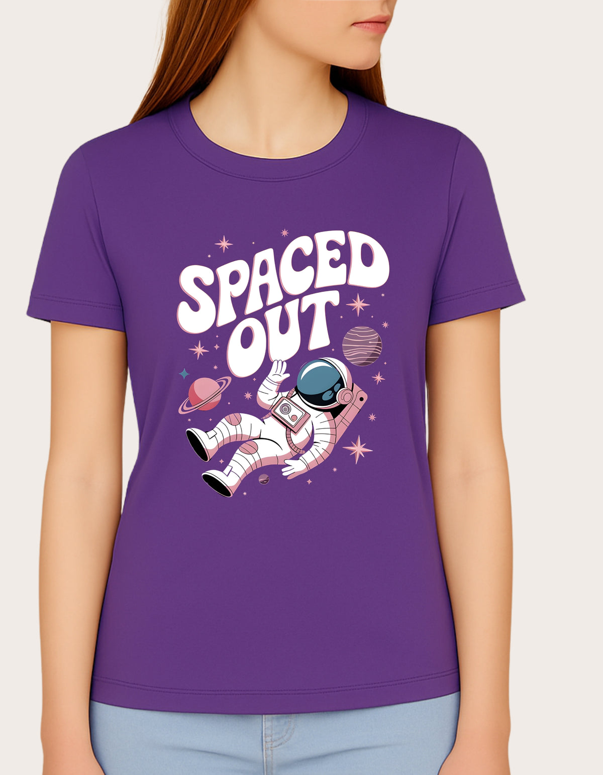 Spaced Out Astronaut DTF Printed Unisex T-Shirt – Terry Cotton, Regular Fit
