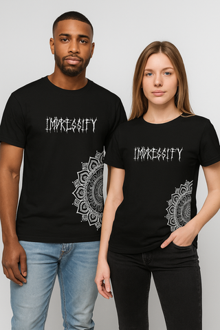 Impressify Mandala DTF Printed Unisex T-Shirt – Terry Cotton, Half Sleeve